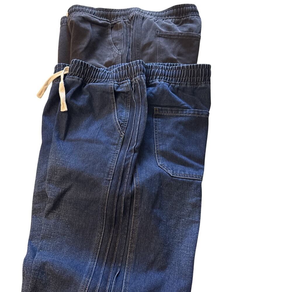 3 PairMen’s Draw String Elastic Waist Jeans Size 3x Black & Dark Blue Lot #3